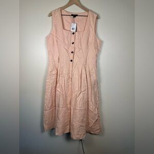 NWT LAFAYETTE 148 New York XL Linen Chris Belted Sleeveless Square Neck Dress